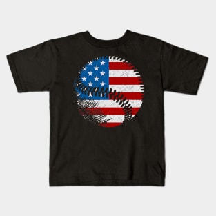 American Flag Baseball Team Patriotic USA 4th of July Kids T-Shirt